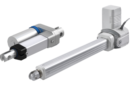 The image shows two different types of linear electric actuator